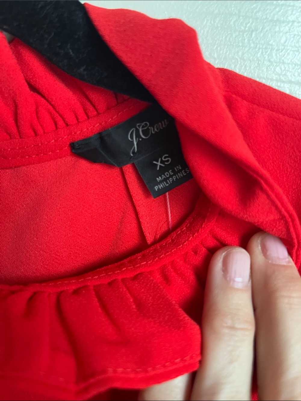 NWT J. Crew Red Ruffle-Neck Blouse - Picture 4 of 11